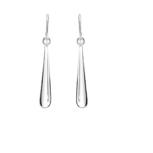 Silver slim teardrop hook earrings Earrings DEW   