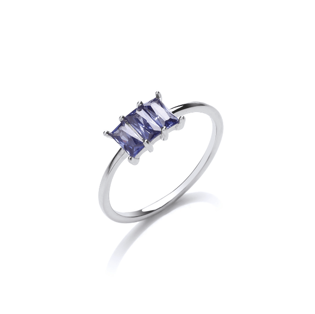 Silver Trio Grande with Tanzanite Cubic Zirconia Ring Cavendish French