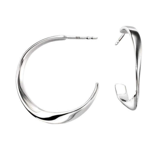 Silver twisted hoop earrings Earrings Gecko   