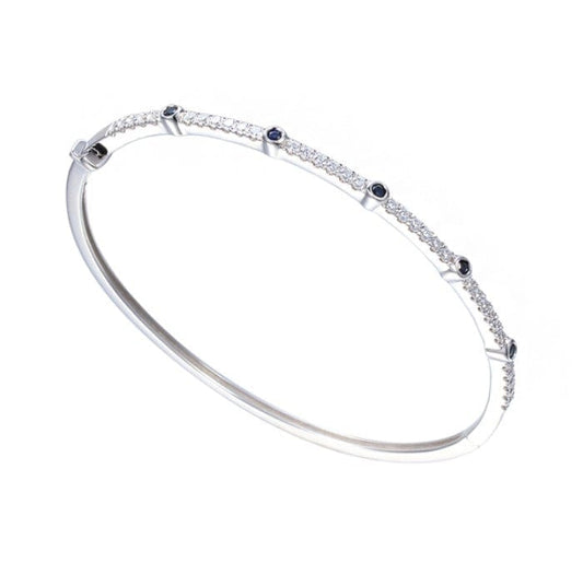 Silver Ultra Blue Sapphire Bangle Bangle Amore
