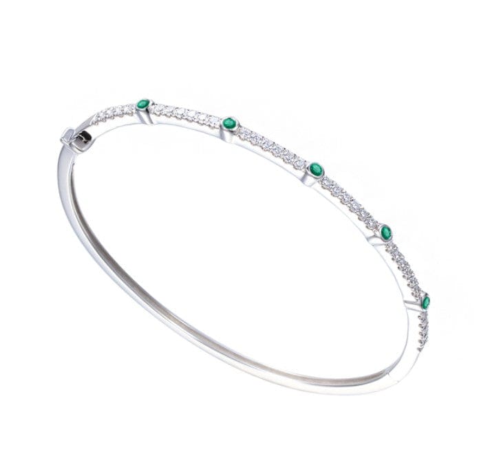 Silver Ultra Green Emerald Bangle Bangle amore
