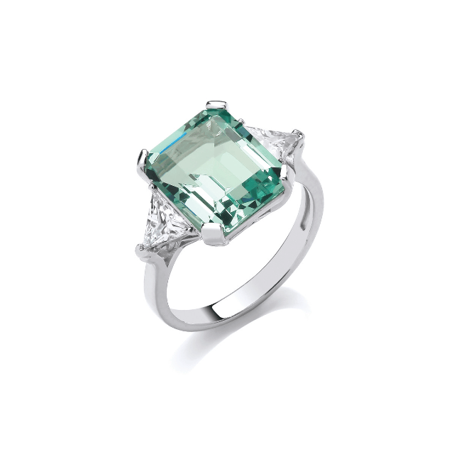 Silver Vintage Vegas Ring with Mint Cubic Zirconia Ring Cavendish French