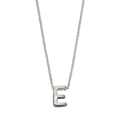 Simple Silver Initial Necklace (A-Z) Pendant Gecko