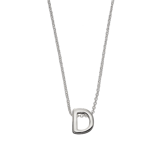 Simple Silver Initial Necklace (A-Z) Pendant Gecko