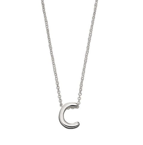 Simple Silver Initial Necklace (A-Z) Pendant Gecko