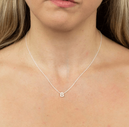 Simple Silver Initial Necklace (A-Z) Pendant Gecko