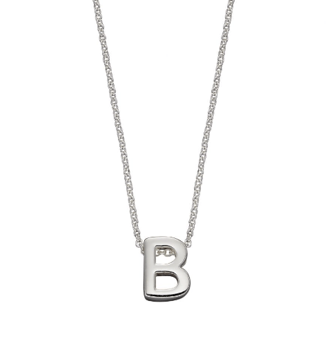 Simple Silver Initial Necklace (A-Z) Pendant Gecko