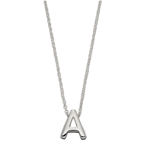 Simple Silver Initial Necklace (A-Z) Pendant Gecko