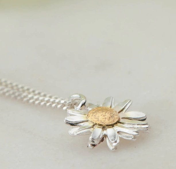 Sterling Silver and Gold Tiny Daisy Necklace Necklaces Amanda Coleman