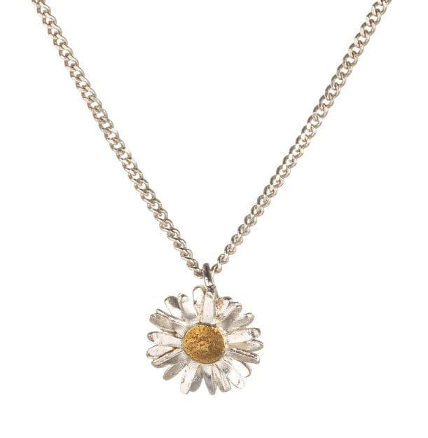 Sterling Silver and Gold Tiny Daisy Necklace Necklaces Amanda Coleman