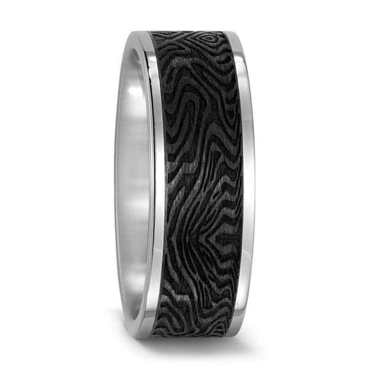 Titanium and Carbon band with textured stripe size S & U Ring Titan Factory