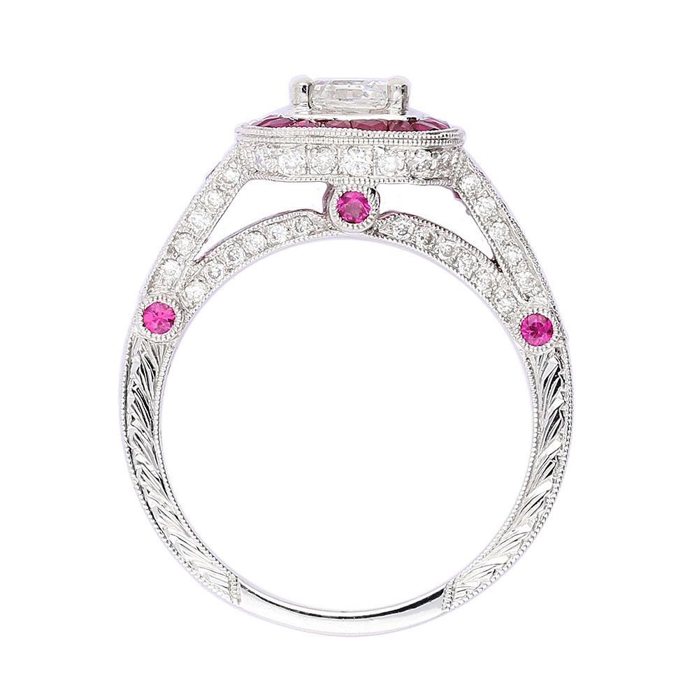 18ct white gold ruby & 0.72ct Lucére® certified diamond ring Ring Ungar & Ungar   