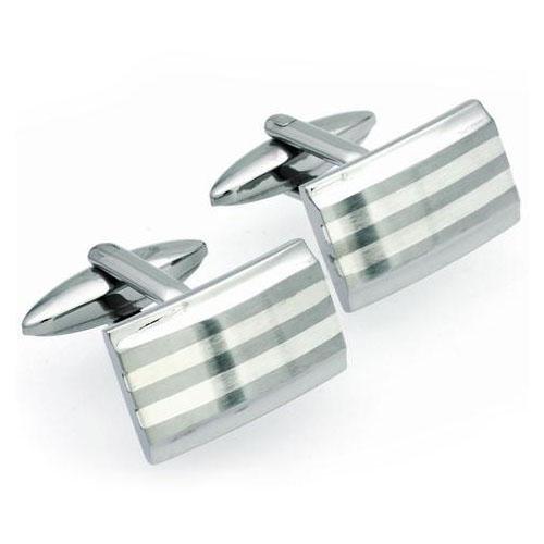 Steel and Silver rectangle cufflinks Cufflinks Unique   